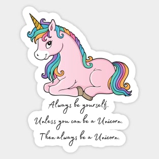 Cute Little Unicorn With Rainbow Hair Sticker